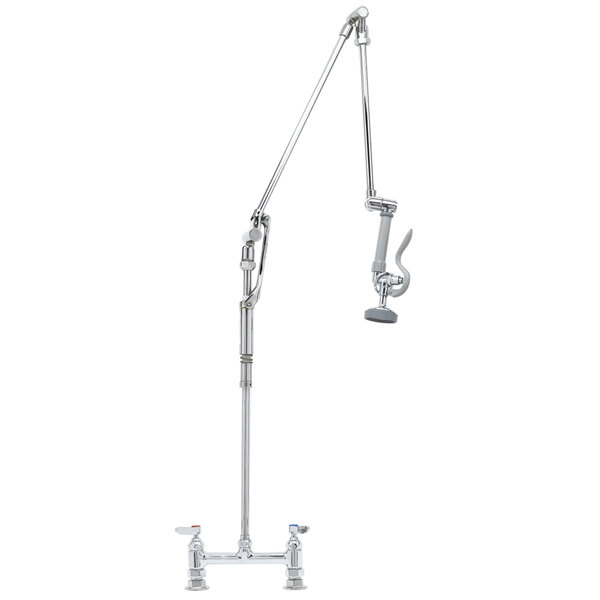 a silver pipe with a long arm