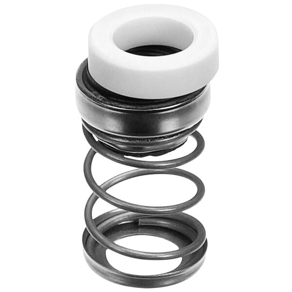 A white rubber seal with a white ring on a black surface.
