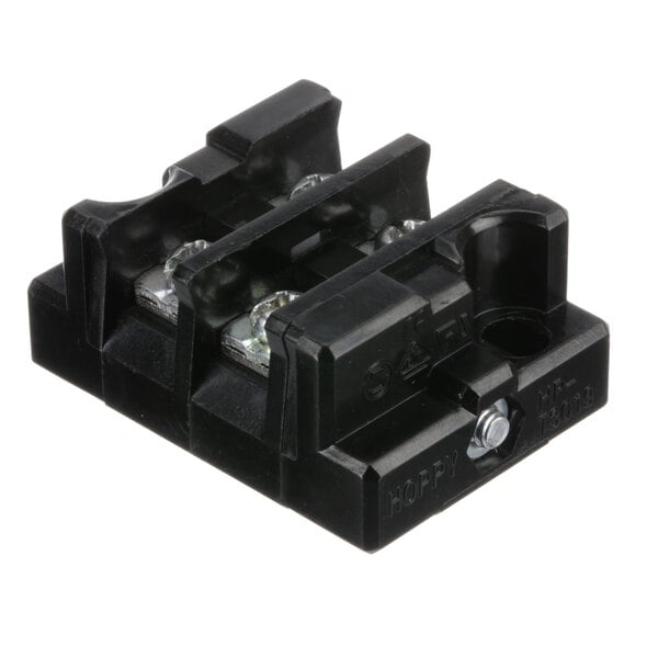 A black plastic Winholt terminal block with screws.