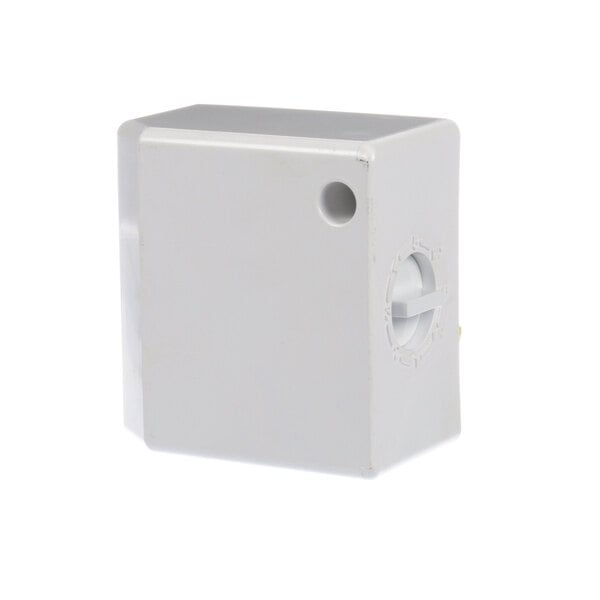 A white box with a circle in the middle.