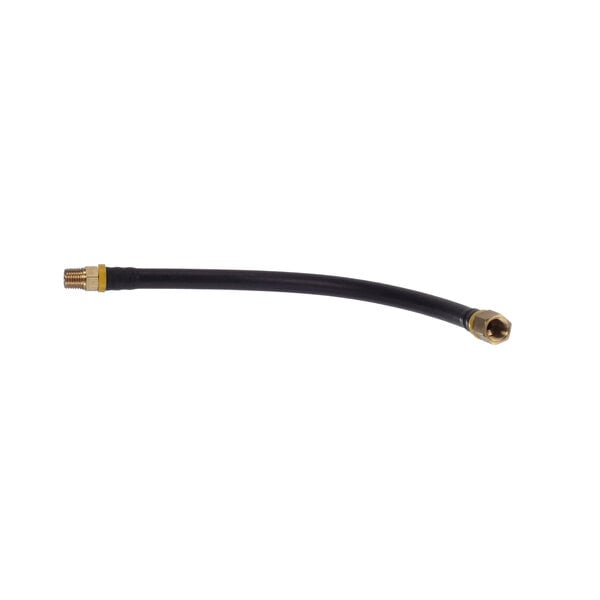 A black Jackson high pressure hose with yellow fittings.