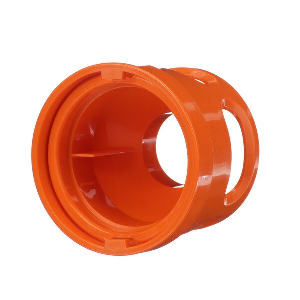 An orange plastic Cornelius outer nozzle with holes.