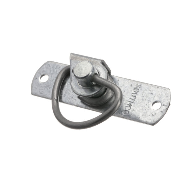 A metal latch with a hook on the end.