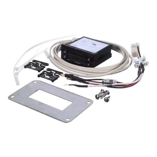 A black Tor Rey digital temperature control with a white label and wires.