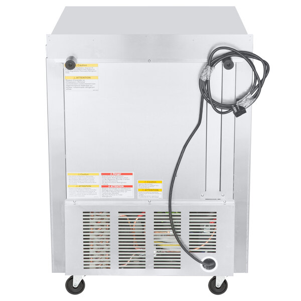 A white Beverage-Air compact undercounter freezer with a flat top and door locks.