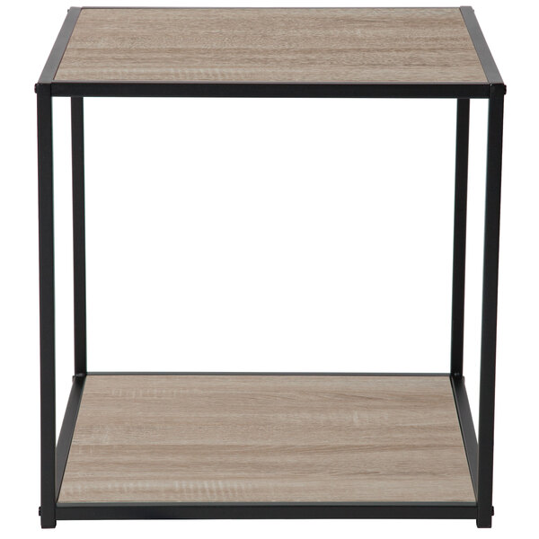 Flash Furniture Midtown Collection Sonoma Oak Wood Grain Finish End Table with Black Metal Frame