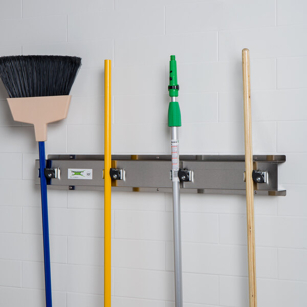 Regency 36" Stainless Steel Mop / Broom Rack with 4 Holders