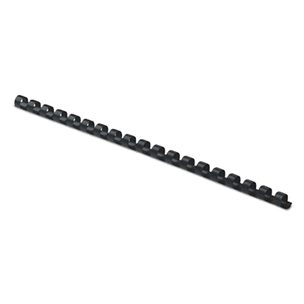 A package of 25 black plastic spiral binding combs.