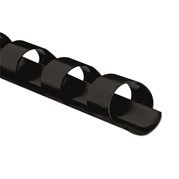 A black plastic Fellowes binding comb with 40 rings.