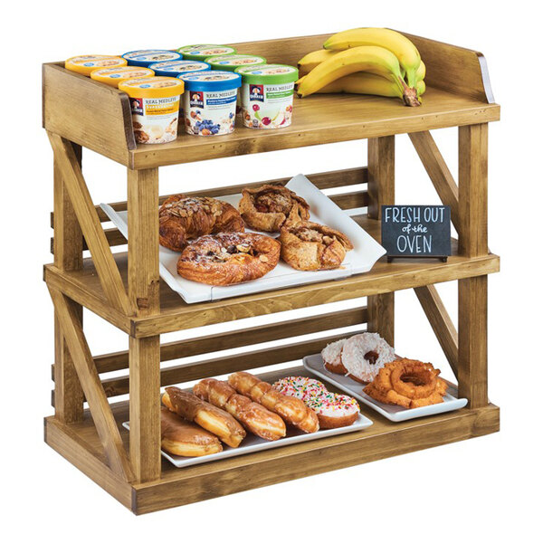 Cal-Mil 3637-99 Madera Rustic Pine 24" x 12 1/4" x 24" 3 Tier Shelf Riser