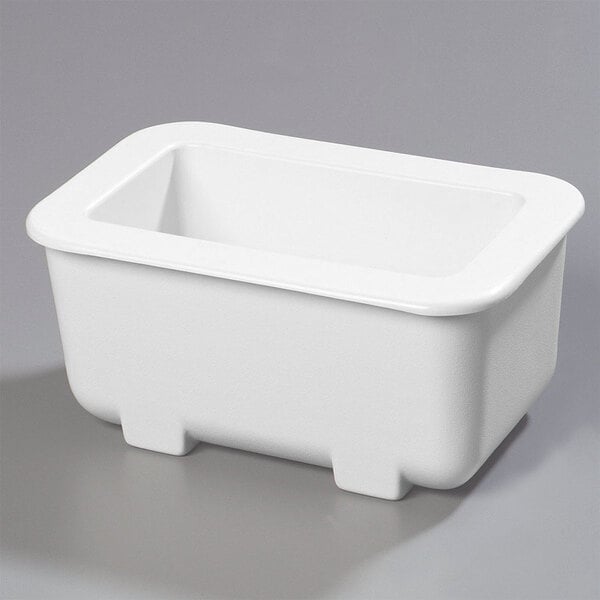 A white plastic container with a lid.