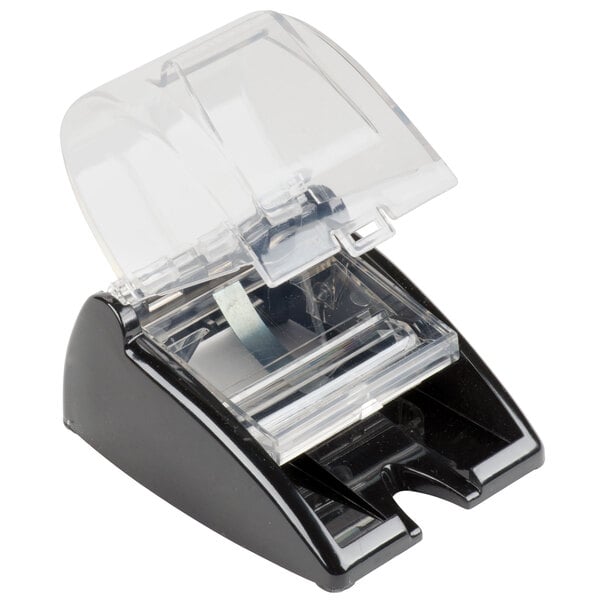 A black and clear plastic Vollrath toothpick dispenser.