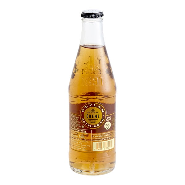 A 12 fl. oz. glass bottle of Boylan Bottling Co. Creme Soda.