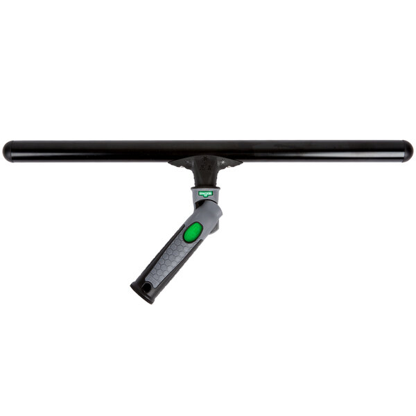 A close-up of a black and green Unger ErgoTec Ninja T-Bar StripWasher handle.