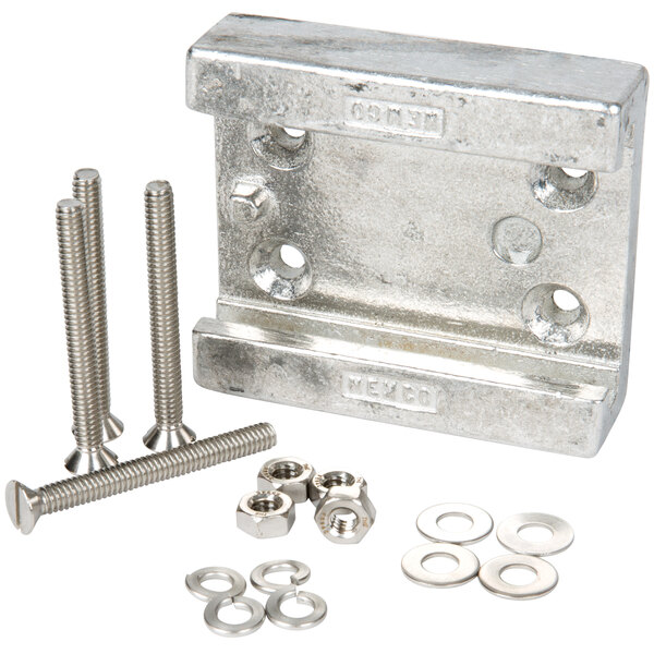 A metal piece with screws and nuts for a Nemco Straight Chip Twister Cutter.