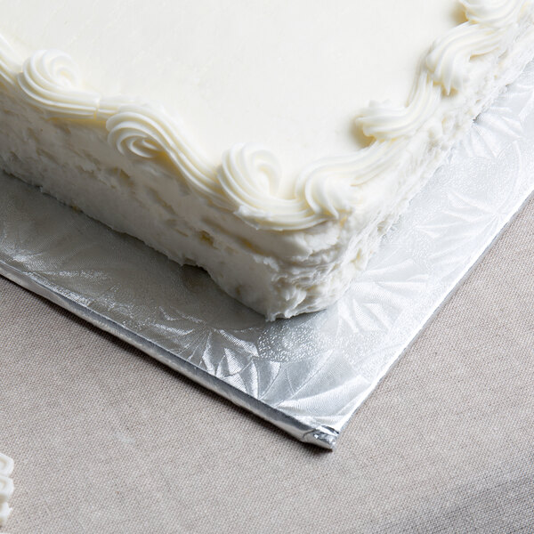 Cake Board Half-Size Sheet - 13-3//4 x 18-3//4 Rectangular Silver - Case of 12 1//4 Thick
