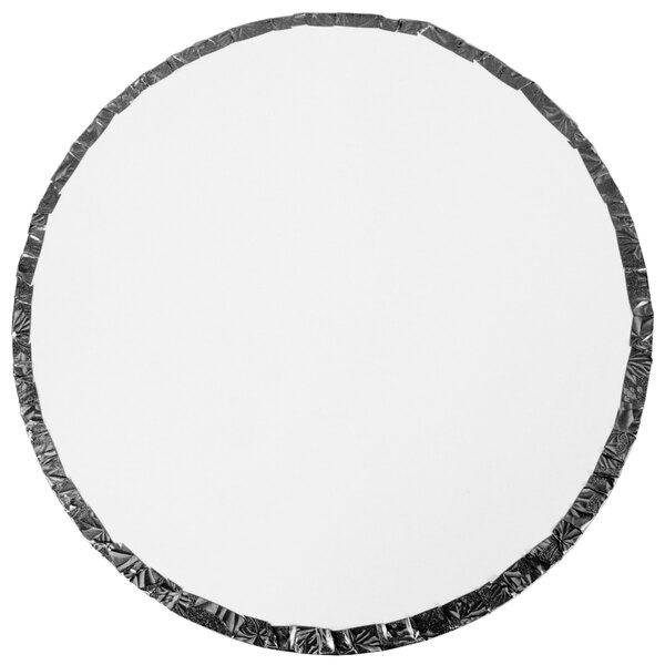 A white circle with black tape around it.