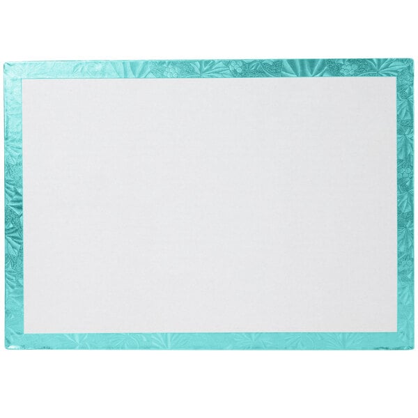 A white board with a blue border.