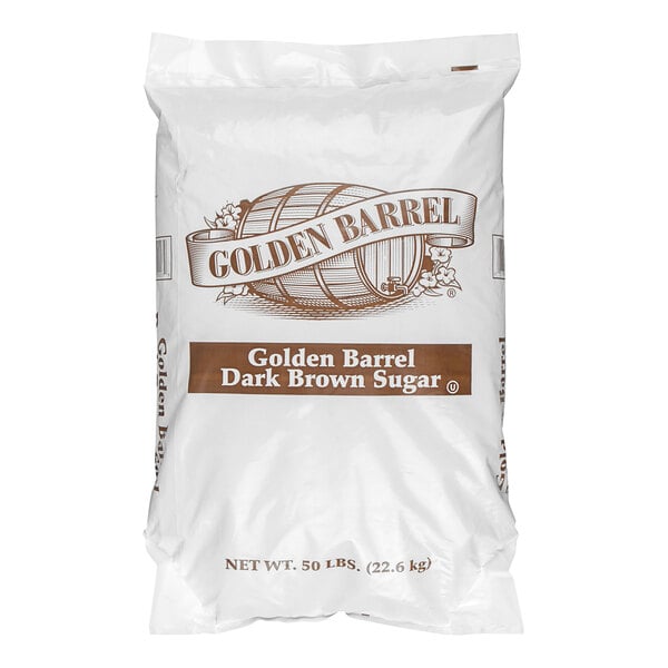 A white bag of Golden Barrel dark brown sugar.