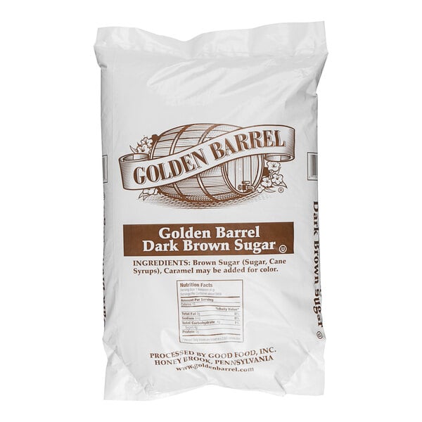 A white bag of Golden Barrel dark brown sugar.