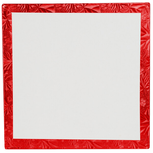 A white paper with a red square frame.