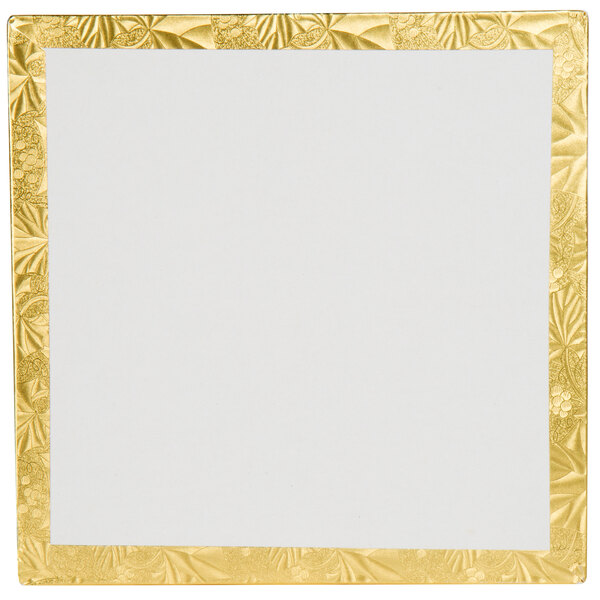 A white square with a gold border.