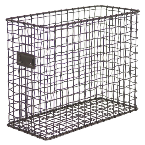 A Universal vintage bronze wire mesh file holder with a metal handle.