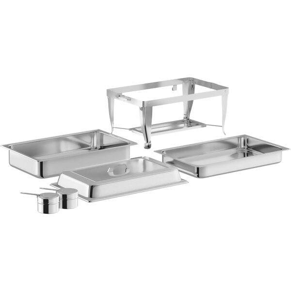 A stainless steel Choice chafing dish with a white background.