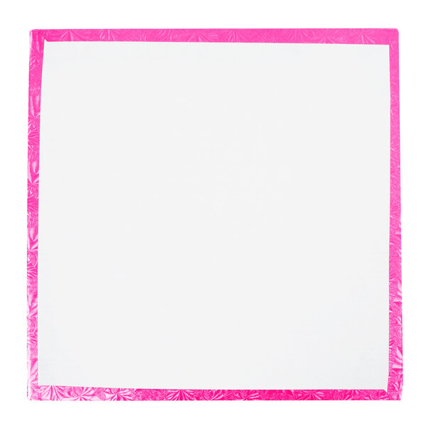 A white paper square with a pink border.