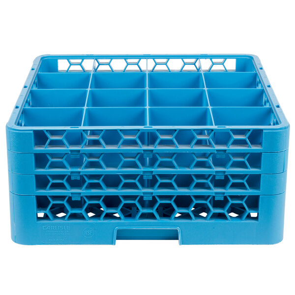 Green-Carlisle Blue 8.72 Carlisle RG16-3C413 OptiClean 16 Compartment Glass Rack with 3 Extenders Pack of 2 