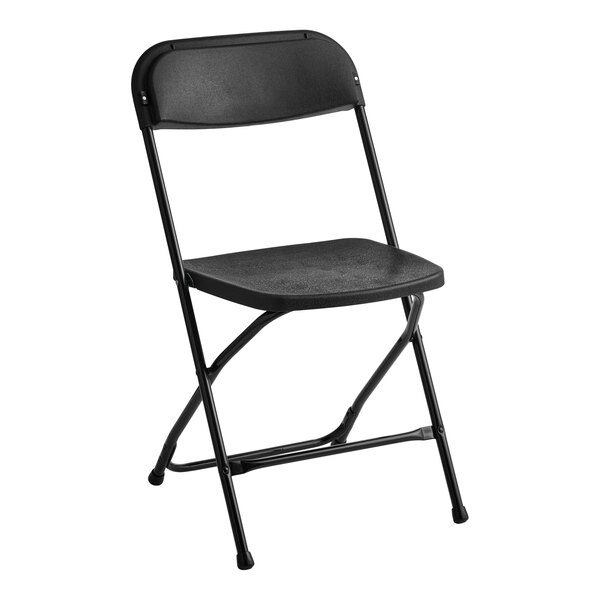 Lancaster Table & Seating Black Textured and Contoured Folding Chair - 10/Case