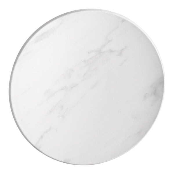 American Metalcraft 14" x 1 1/8" Faux White Marble Round Melamine Serving Board / Charger