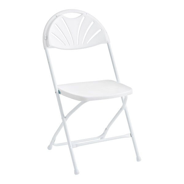 Lancaster Table & Seating White Plastic Fan Back Folding Chair