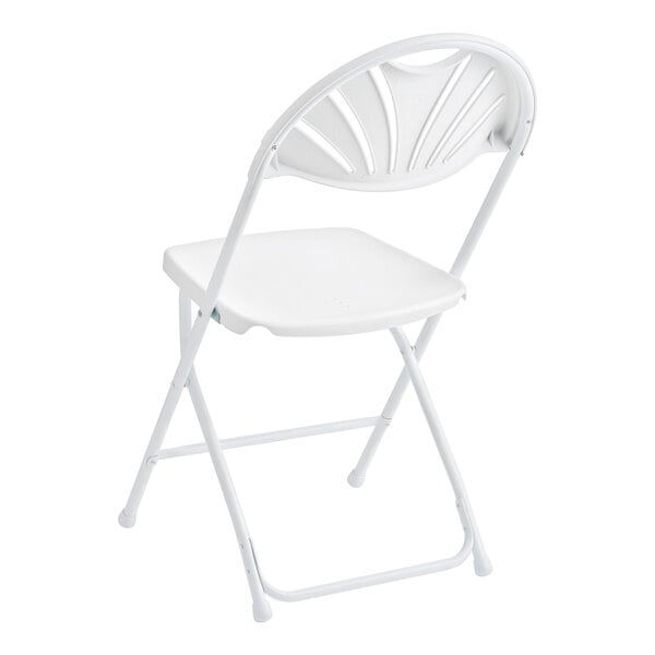 Lancaster Table & Seating White Plastic Fan Back Folding Chair
