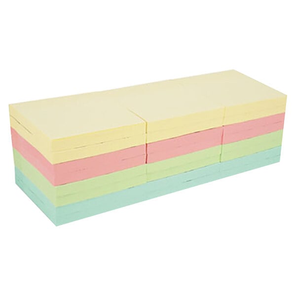 A stack of pastel colored Universal self-stick note pads.