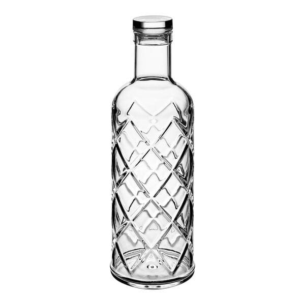 An American Metalcraft plastic water bottle with a diamond pattern.