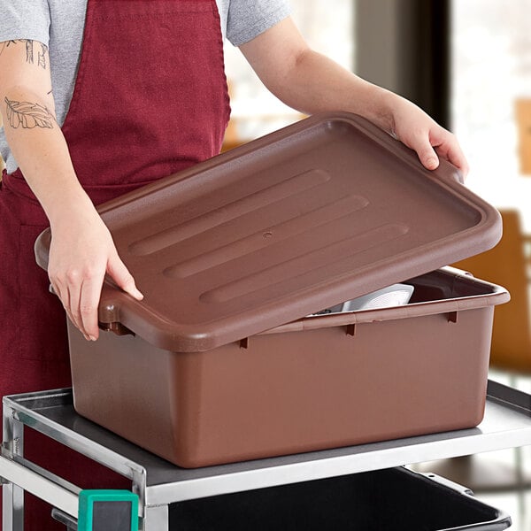 Choice Brown Polyethylene Plastic Bus Tub Lid - 20" x 15"