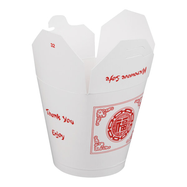 Fold-Pak SmartServ 32SSPRINTM Printed Chinese / Asian 32 oz. Microwavable Paper Take-Out Container - 500/Case