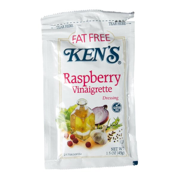 Ken's Foods Fat-Free Raspberry Vinaigrette Packet 1.5 oz. - 60/Case