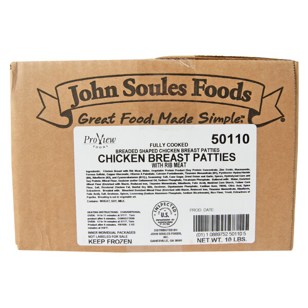 John Soules Foods 3 oz. Fully Cooked Chicken Patties 53/Case