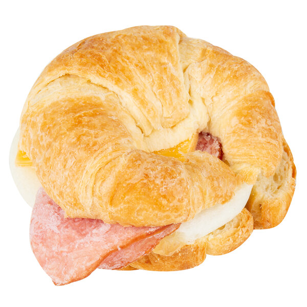 Lettieri's 4.1 oz. Egg, Ham, and Cheese Breakfast Croissant Sandwich