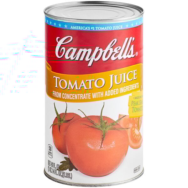 A Campbell's Tomato Juice can on a white background.