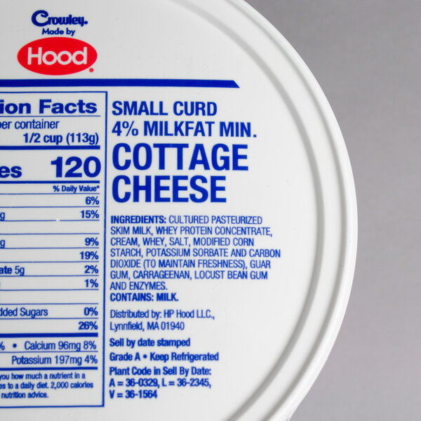 Crowley 5 Lb Small Curd Cottage Cheese 4 Case