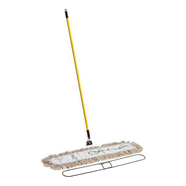 Lavex 36" x 5" All-In-One Cotton Dust / Dry Mop with 60" Handle