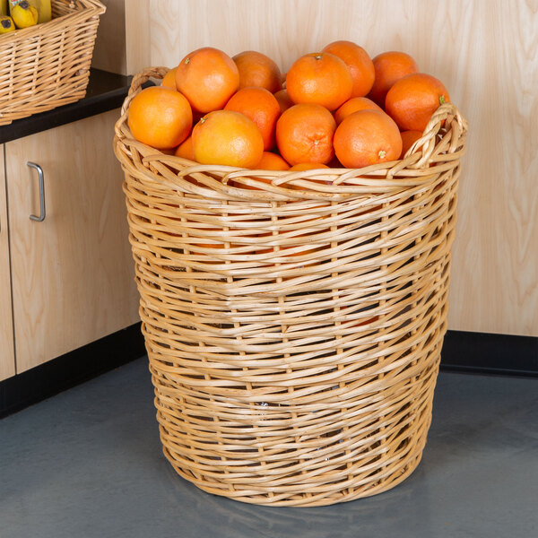 Natural Round Wicker Display Basket with Handles 20" x 22"