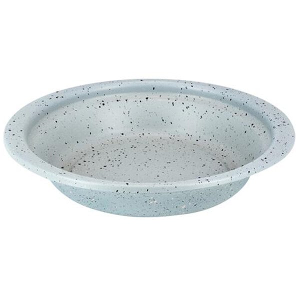 A Bon Chef oval stainless steel food pan with white speckled interior.