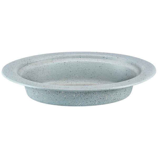 A Bon Chef stainless steel oval food pan with a starlight design on the rim.