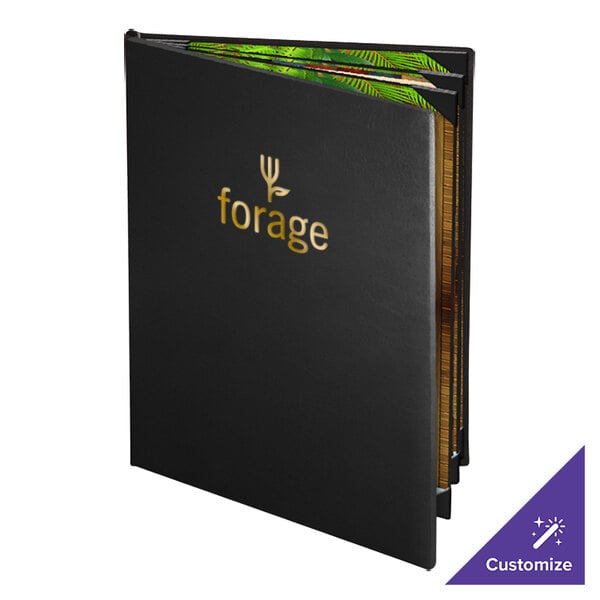 Menu Solutions CD960D Chadwick Collection 8 1/2" x 14" Customizable Leather-Like 6 View Booklet Menu Cover