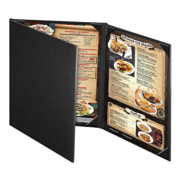 Menu Solutions CD930C Chadwick Collection 8 1/2" x 11" Leather-Like 3 View Continuous Menu Cover