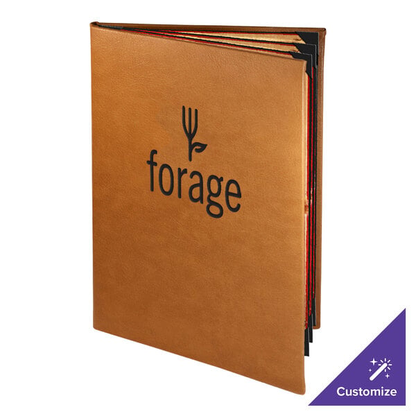 Menu Solutions BEL60D Bella Collection 8 1/2" x 14" Customizable Soft Leather-Like 6 View Booklet Menu Cover